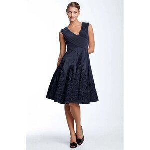 NWT Adrianna Papell Black Taffeta Cocktail  A-Line Women's  Midi Dress Size 4